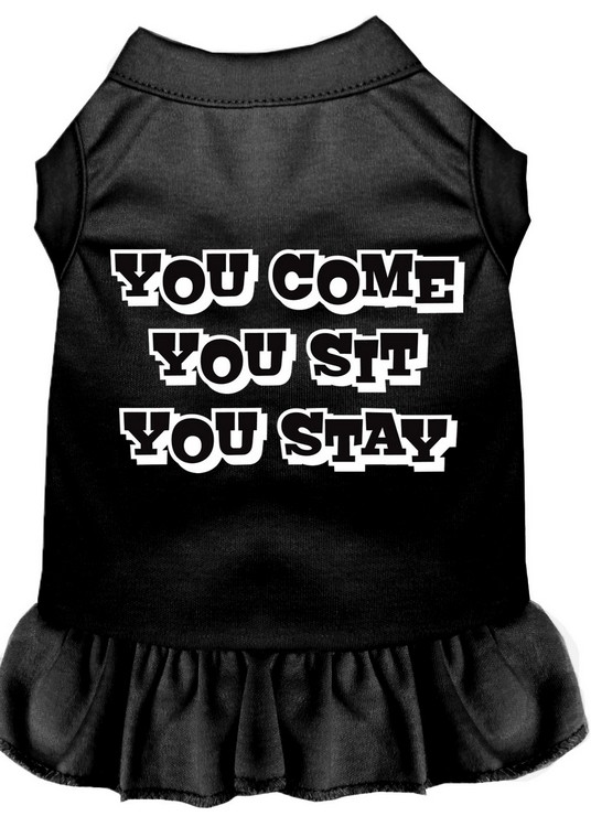 You Come, You Sit, You Stay Screen Print Dress Black Med